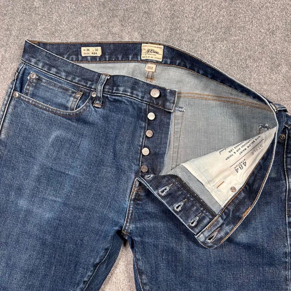 J.Crew 484 Slim Fit Japanese Selvedge Jeans Dark Indigo Men 37x30 BS744 Red Line